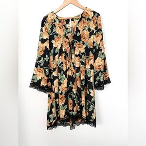 Uncle Frank Black and Orange Floral Mini Dress